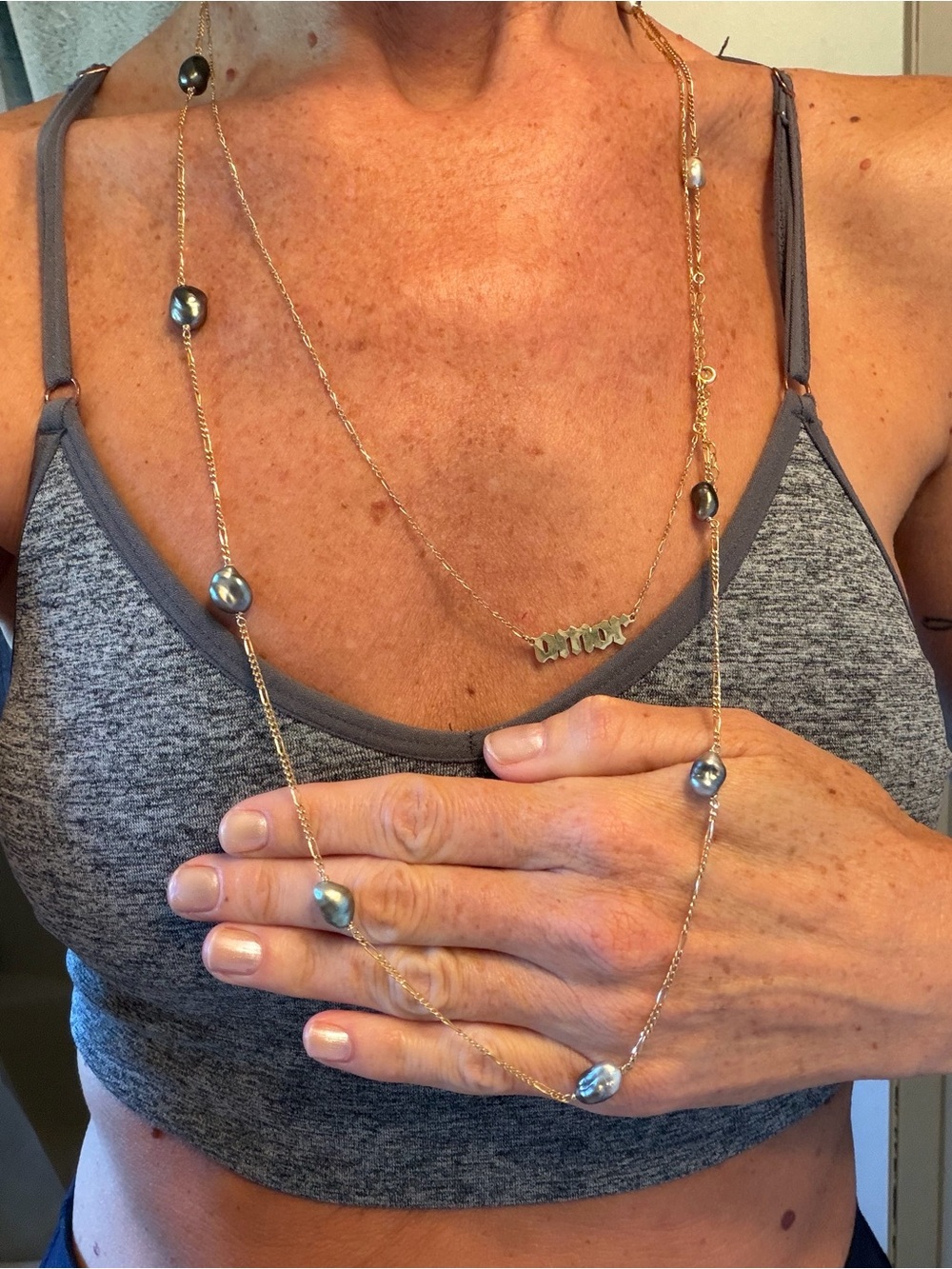 Tahitian Keshi pearl necklace